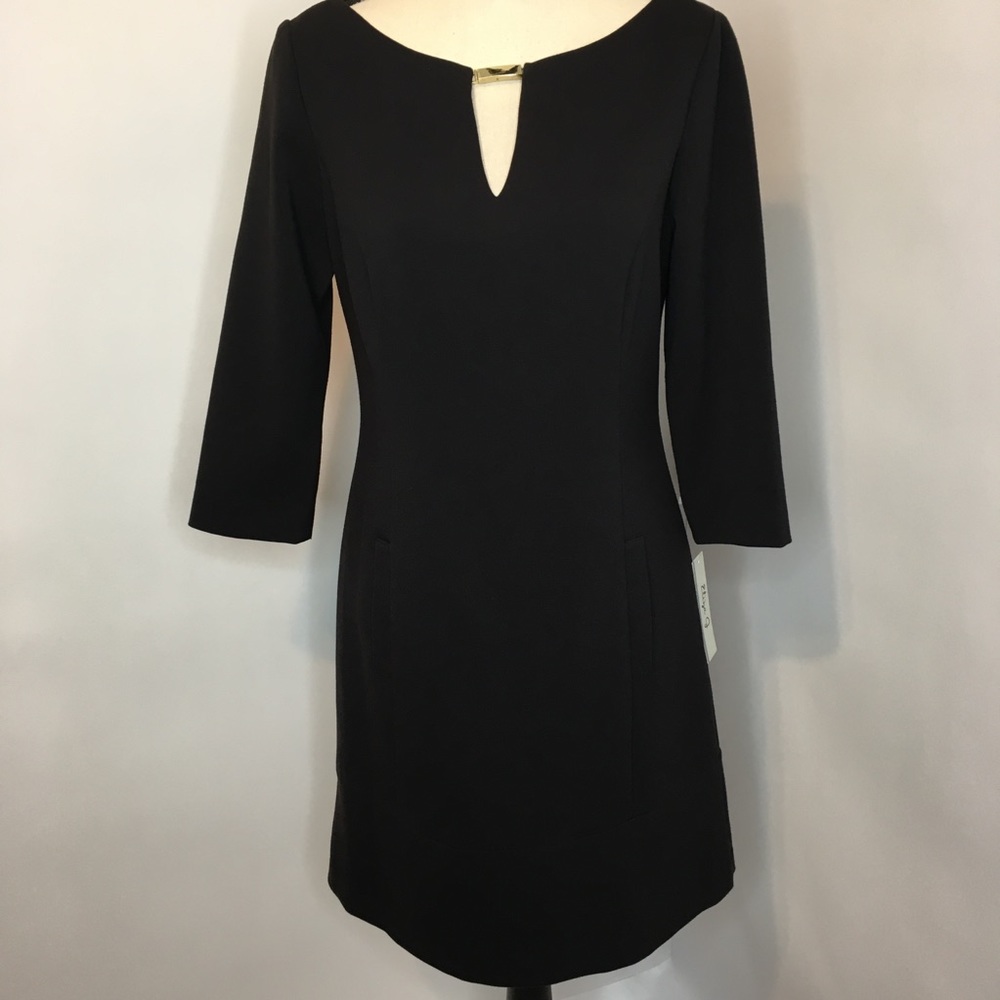 Eliza J Split Neck 3/4 sleeve Shift Dress